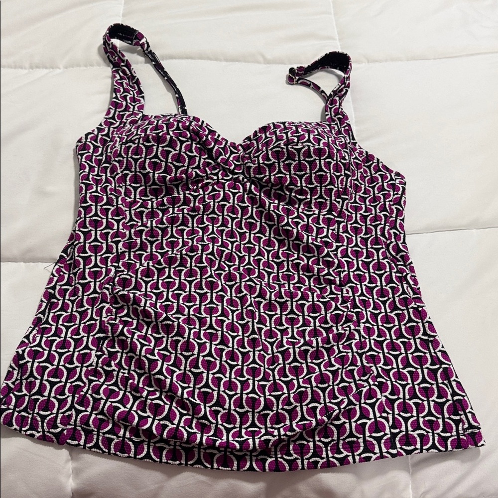 Lands' End Pink and Black Geometric Tank Top